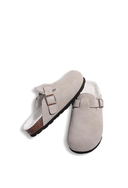 Clog Feminino em Camurça Forrado Cinza Upper