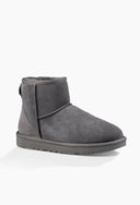 Bota Cano Médio Mini Plataforma em Camurça Cinza Upper