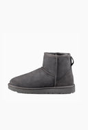 Bota Cano Médio Mini Plataforma em Camurça Cinza Upper