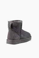 Bota Cano Médio Mini Plataforma em Camurça Cinza Upper