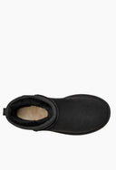 Bota Cano Médio Mini Plataforma em Camurça Preto Upper