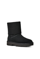 Bota Chelsea Cano Curto em Camurça com Tricot Preto Upper