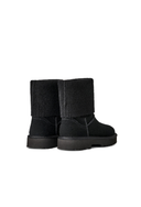 Bota Chelsea Cano Curto em Camurça com Tricot Preto Upper
