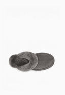 Bota Mule Disquette com Pelúcia Cinza Upper