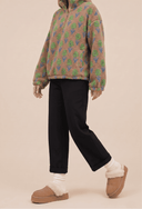 Bota Mule Disquette com Pelúcia Bege Upper