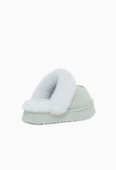 Vista lateral da bota mule Disquette com pelúcia azul — Upper The Label