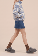 Bota Mule Disquette com Pelúcia Cinza Upper
