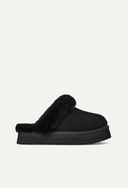 Bota Mule Disquette com Pelúcia Preto Upper