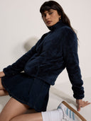 Jaqueta Feminina Bloom em Fleece Azul Upper