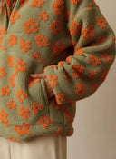 Casaco Feminino de Inverno Floral Verde em Fleece Upper