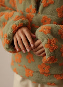 Casaco Feminino de Inverno Floral Verde em Fleece Upper